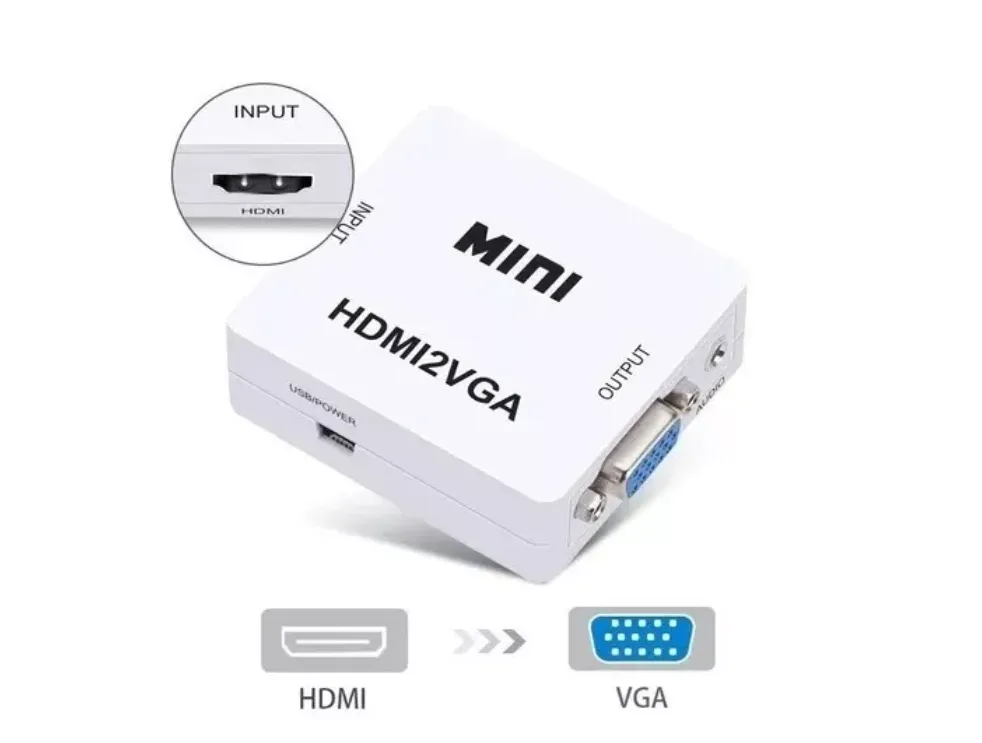 Adaptador Convertidor De Video Hdmi A Vga + Salida Audio