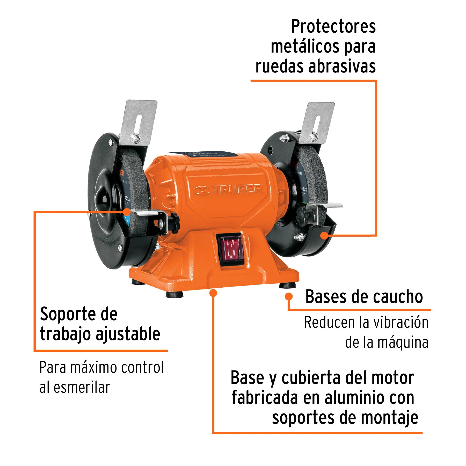 Esmeril De Banco De 5" De 1/4 Hp (185 W), Truper