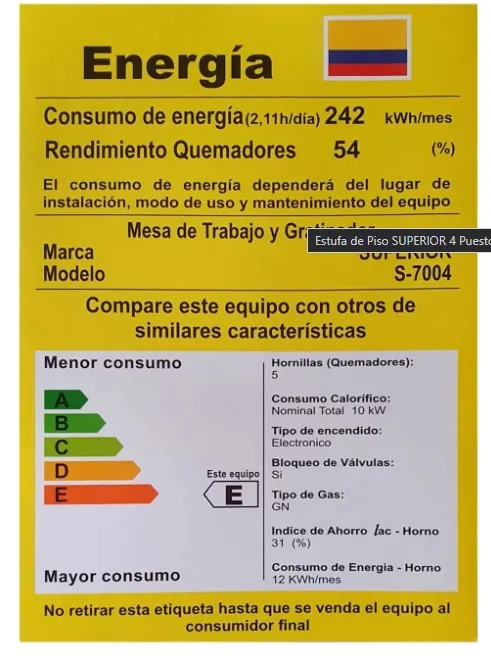 Estufa De Piso Superior 4 Puestos Gas Natural AXXIS