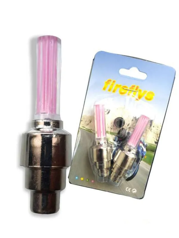 Ilumina Tus Rines Luz Led Con Valvula De Neon Para Bicicleta Rosa