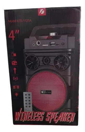 Altavoz Portátil Exteriores Inalámbrico, Kts-1121 4 Pulgadas + Control Remoto 