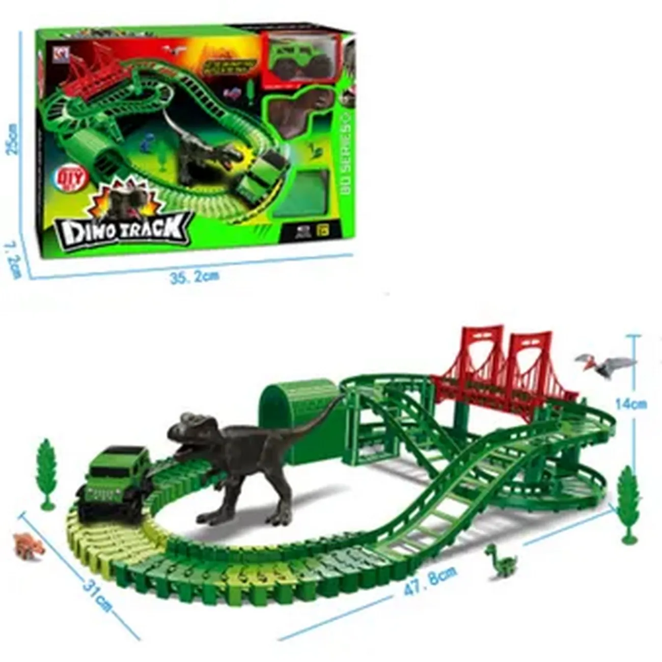 Pista De Tiranosaurio Rex Dinosaurio Carro Juguete + Bateria