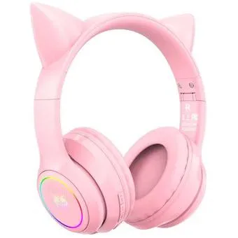 Audifonos Gamer Onikuma Original B90 Con Orejas Rosa Bluetooth Rgb