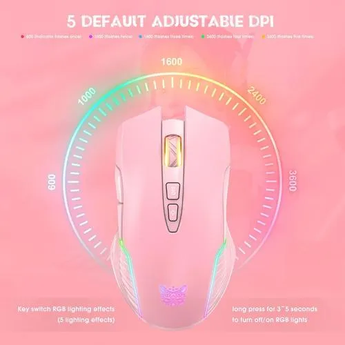 Mouse De Juego Rosa Onikuma Original Cw905 Inalambrico Recargable