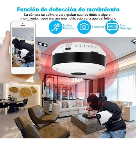 Cámara De Seguridad Wifi Ojo De Pez Panoramica Fhd V380-v3