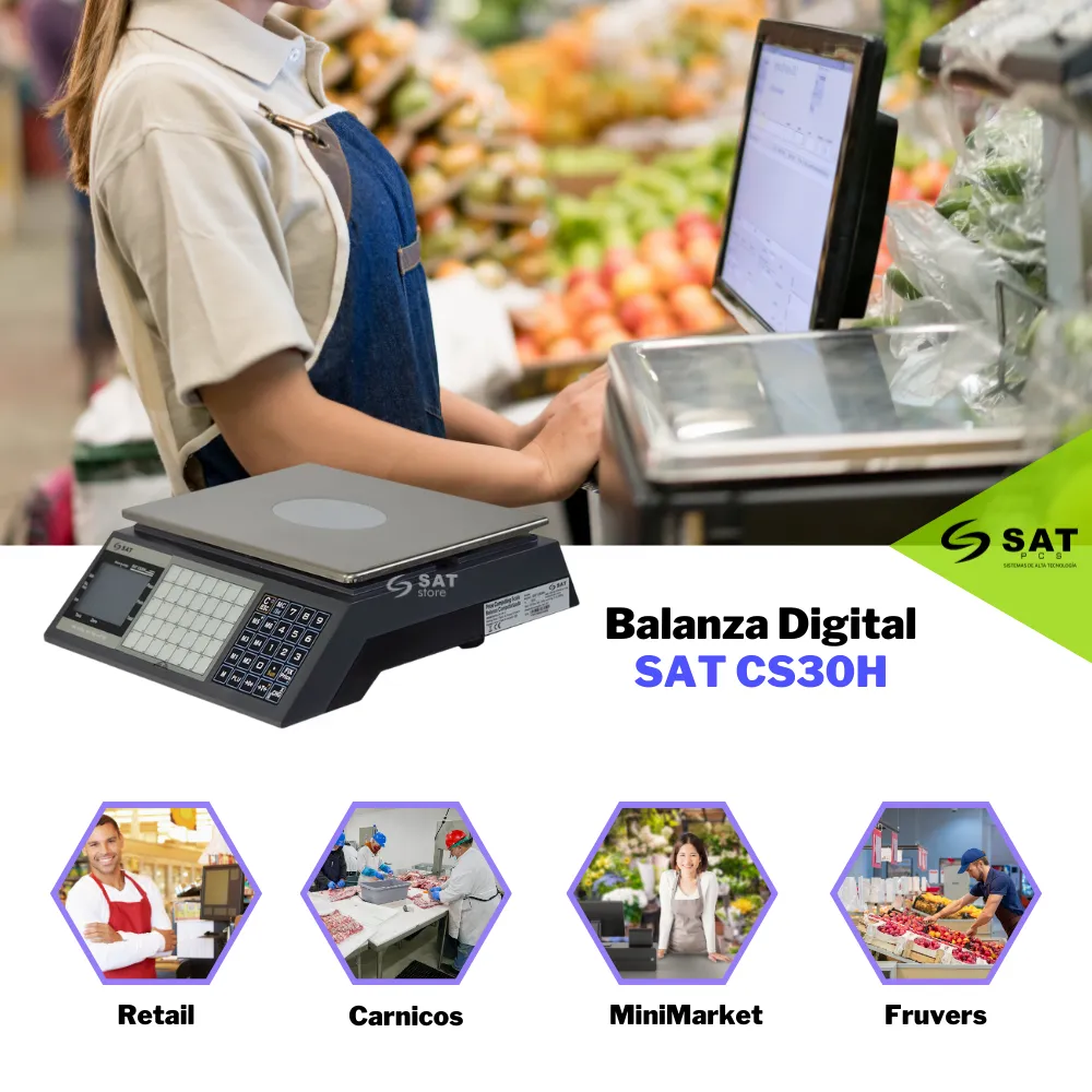 Balanza Digital Sat Cs30h 30kg Rs232 Teclado Hotkey