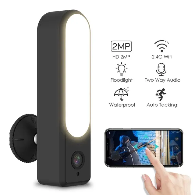 Cámara Ip Seguridad Exterior Lampara Luz LED App Tuya Wifi SD Q03