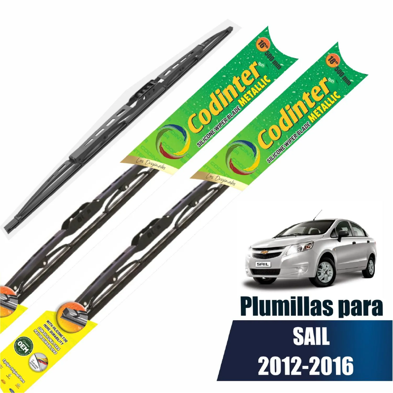 Par Plumillas Codinter SWB Metallic Chevrolet Sail 16"|18"