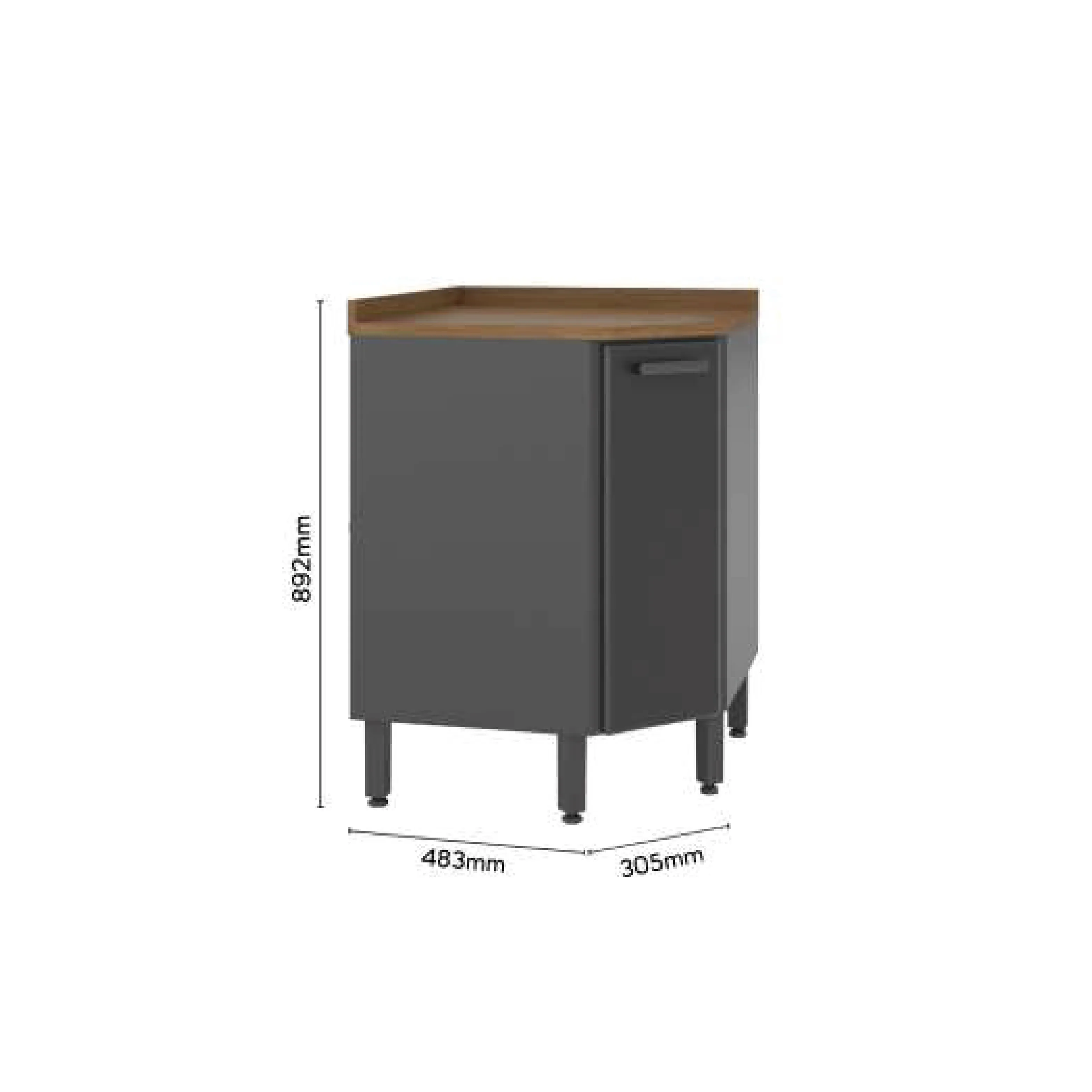 Mueble Inferior Cocina Acero Incluye Meson Color Gris