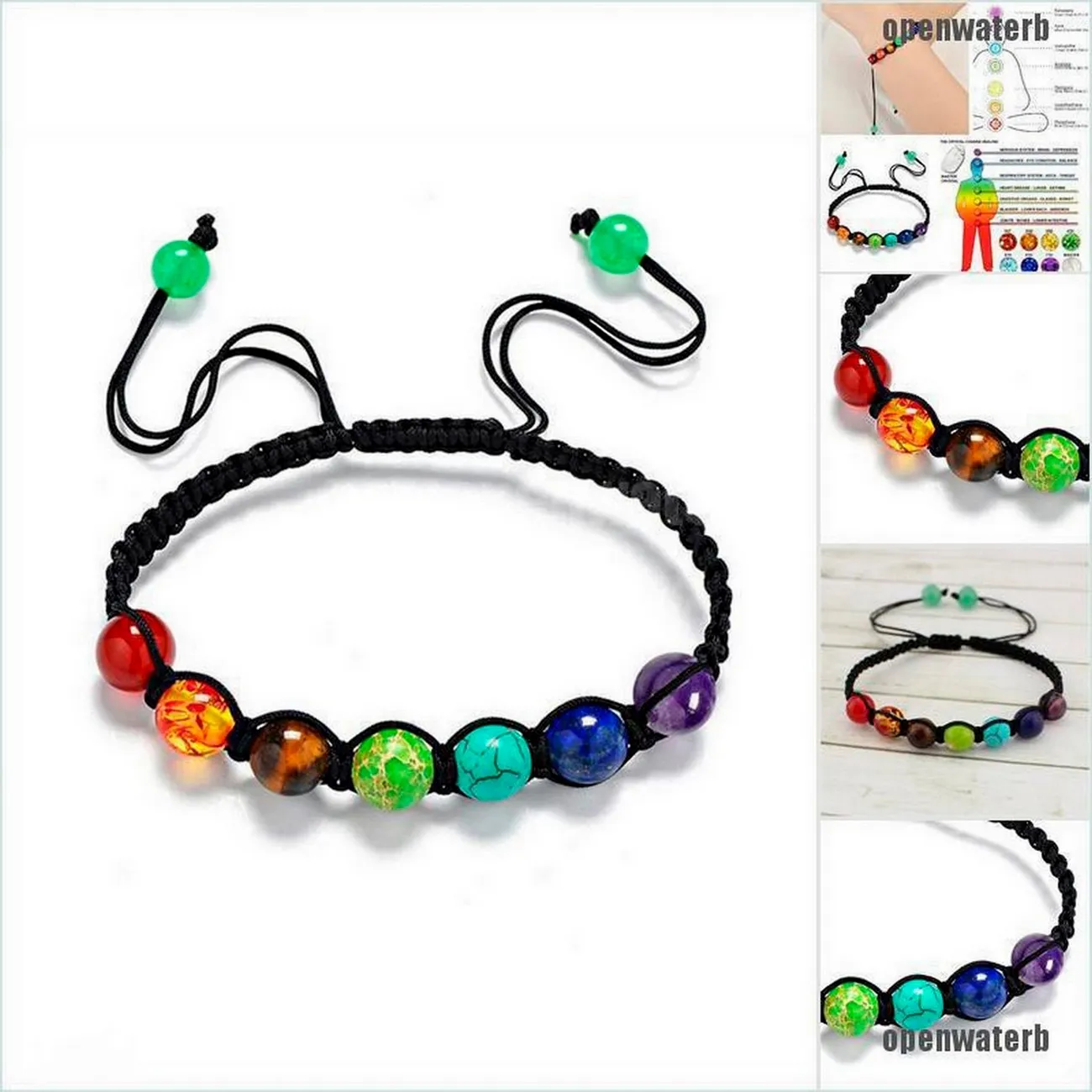 Pulsera 7 Chakras Cuarzos Tejida Unisex + Estuche 