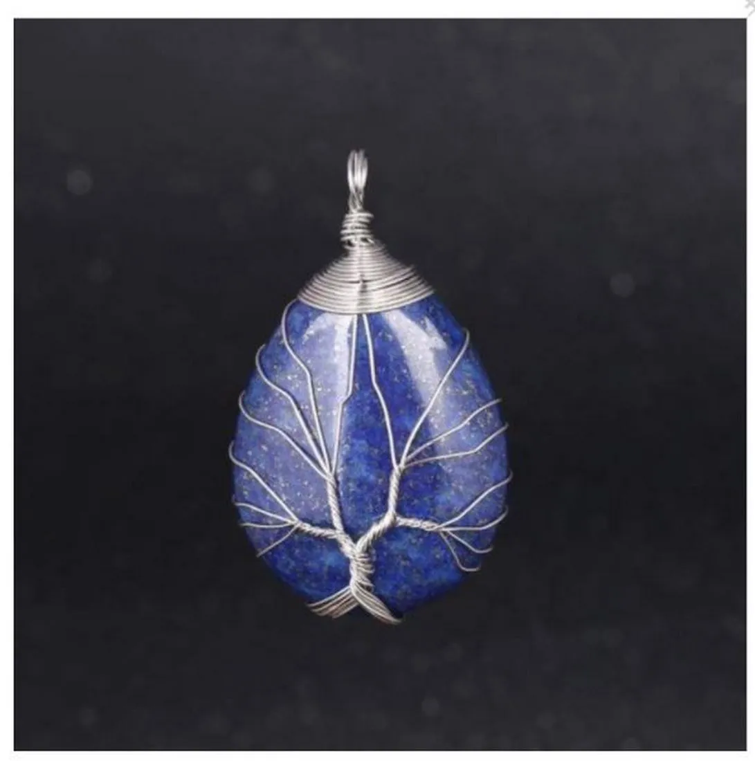 Collar Árbol De La Vida Cuarzo Lapislazuli + Estuche