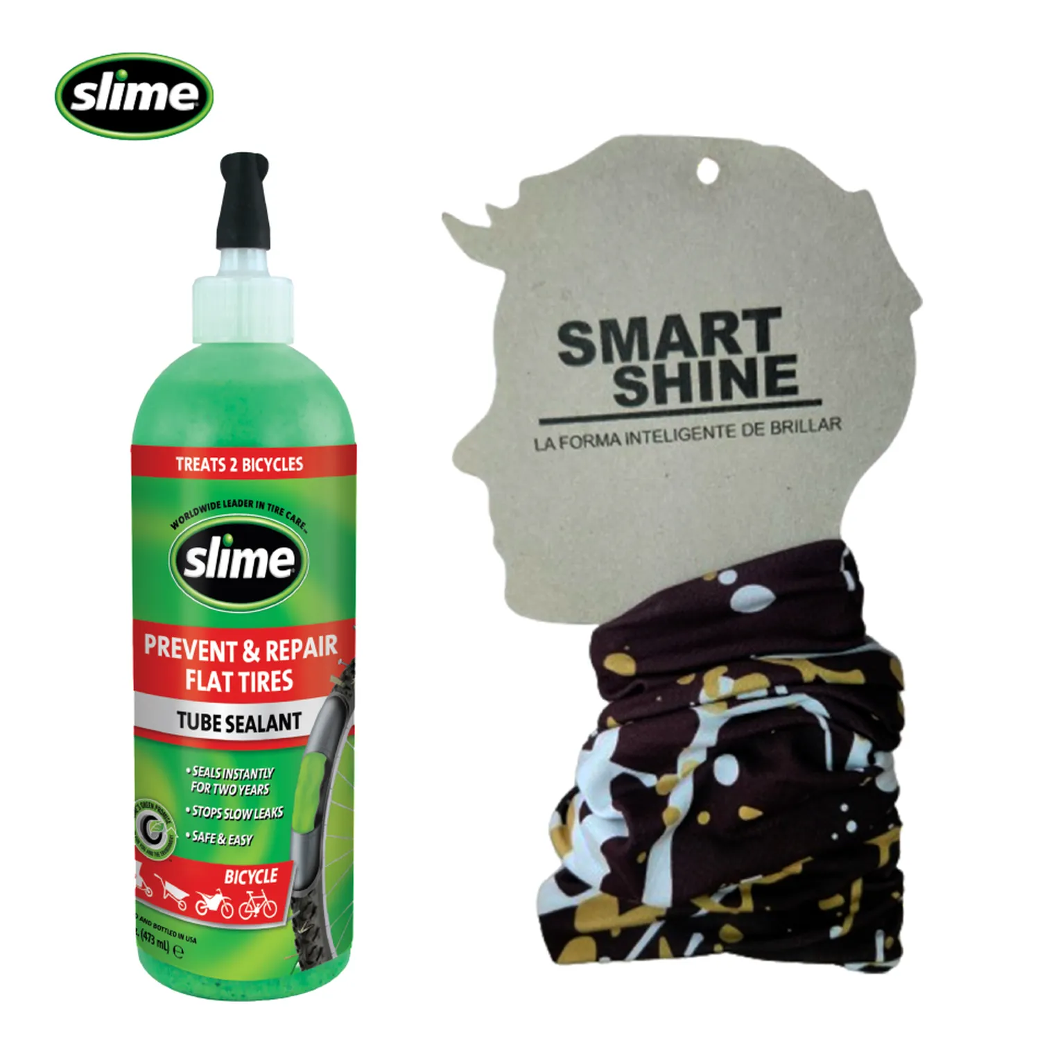 Antipinchazos Para Llantas Con Neumático Slime 16 Oz + Cuellero Tipo Buff en Microfibra