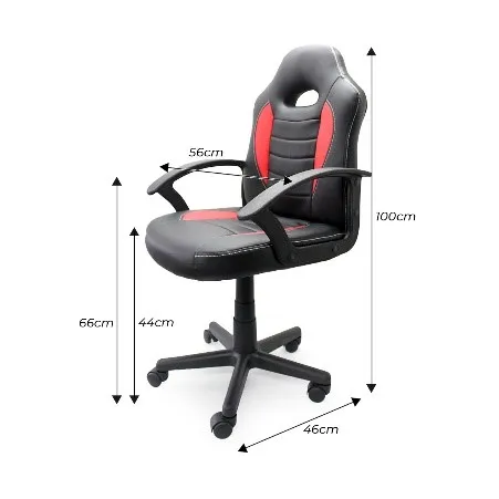 Silla Gamer 572 Oficina Escritorio Bertolini Color Negro y Rojo