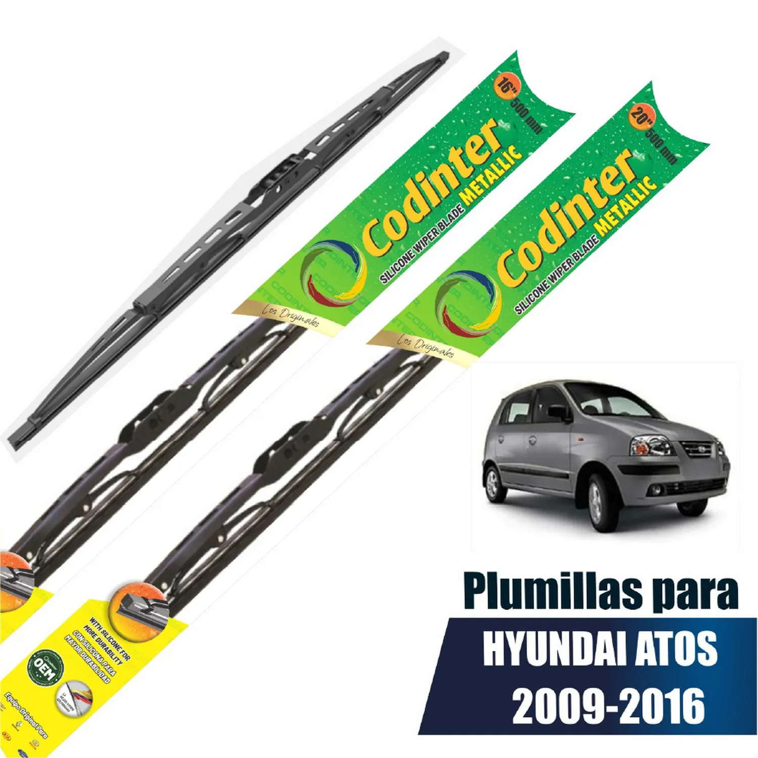 Par Plumillas Codinter SWB Metallic Hyunday Atos 16"| 20"