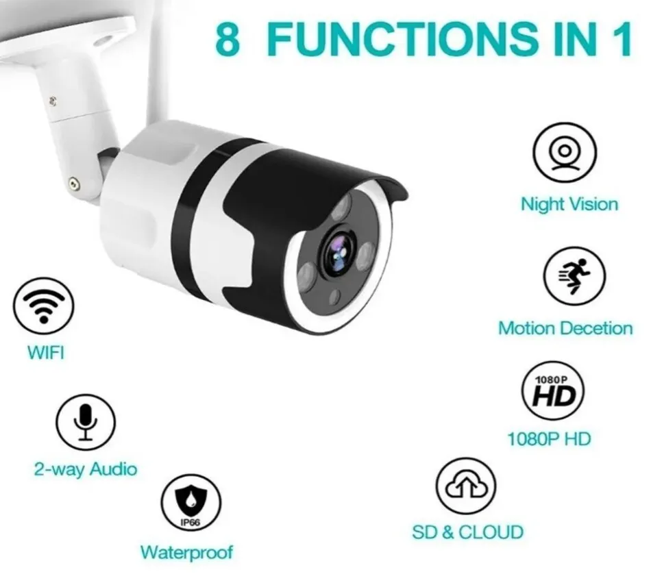 Camara Exterior Tipo Bala Ip Wifi Hd Con Vision Nocturna – Panoramica