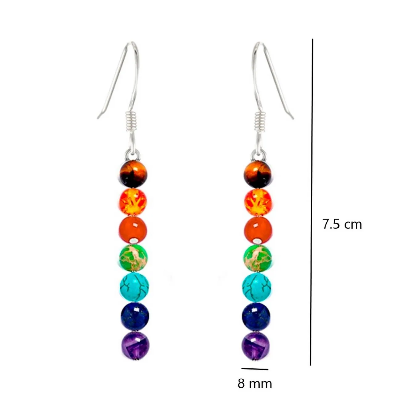 Aretes Cuarzo 7 Chakras + Estuche 