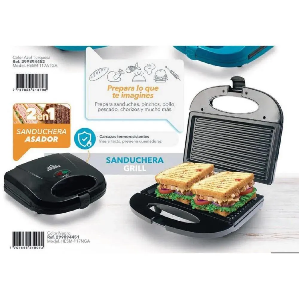 Sanduchera Home Elements Antiadherente Parrilla Grill 117NGA