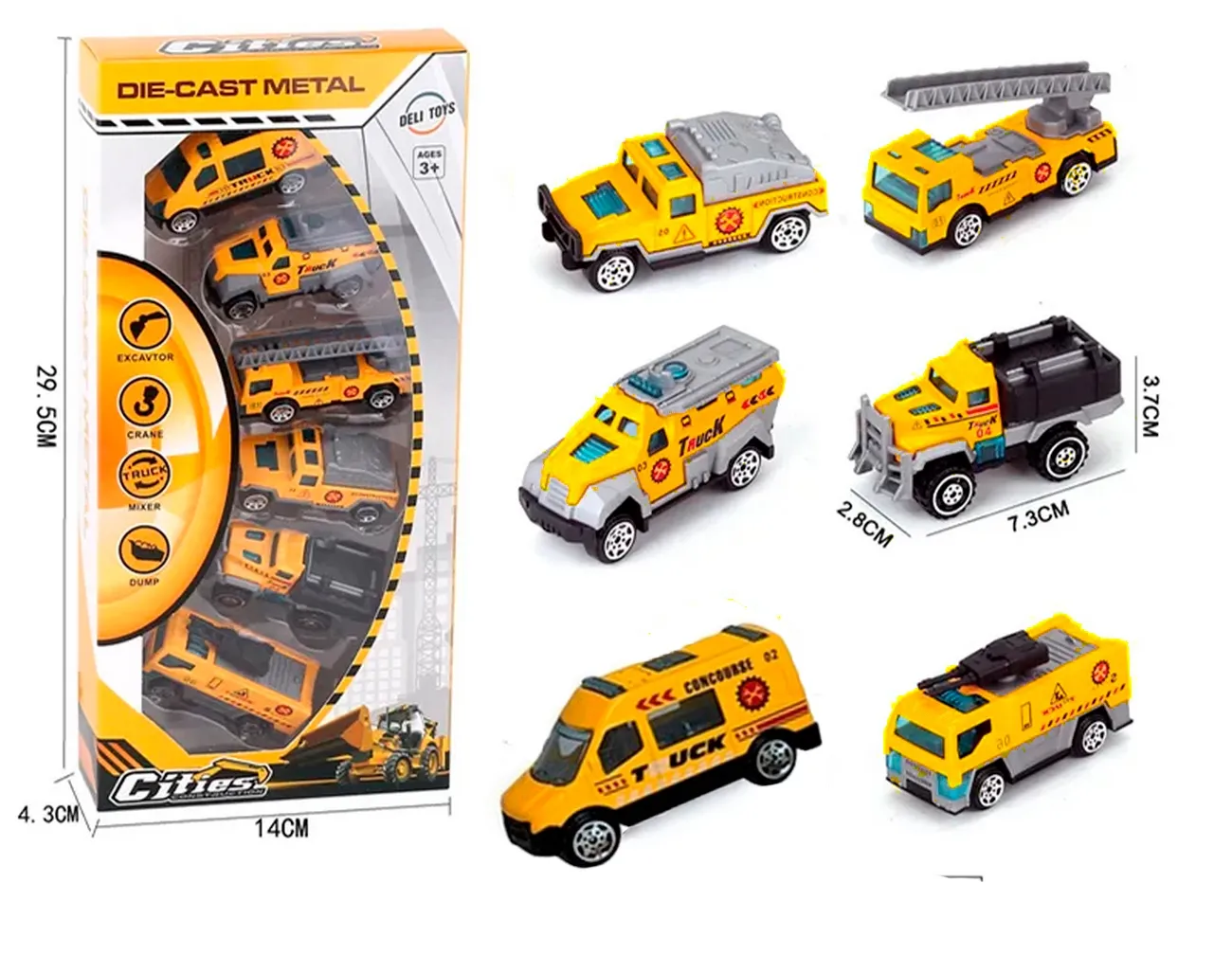 Colección Carros Vehiculos Linea Amarilla Metal Construcciòn