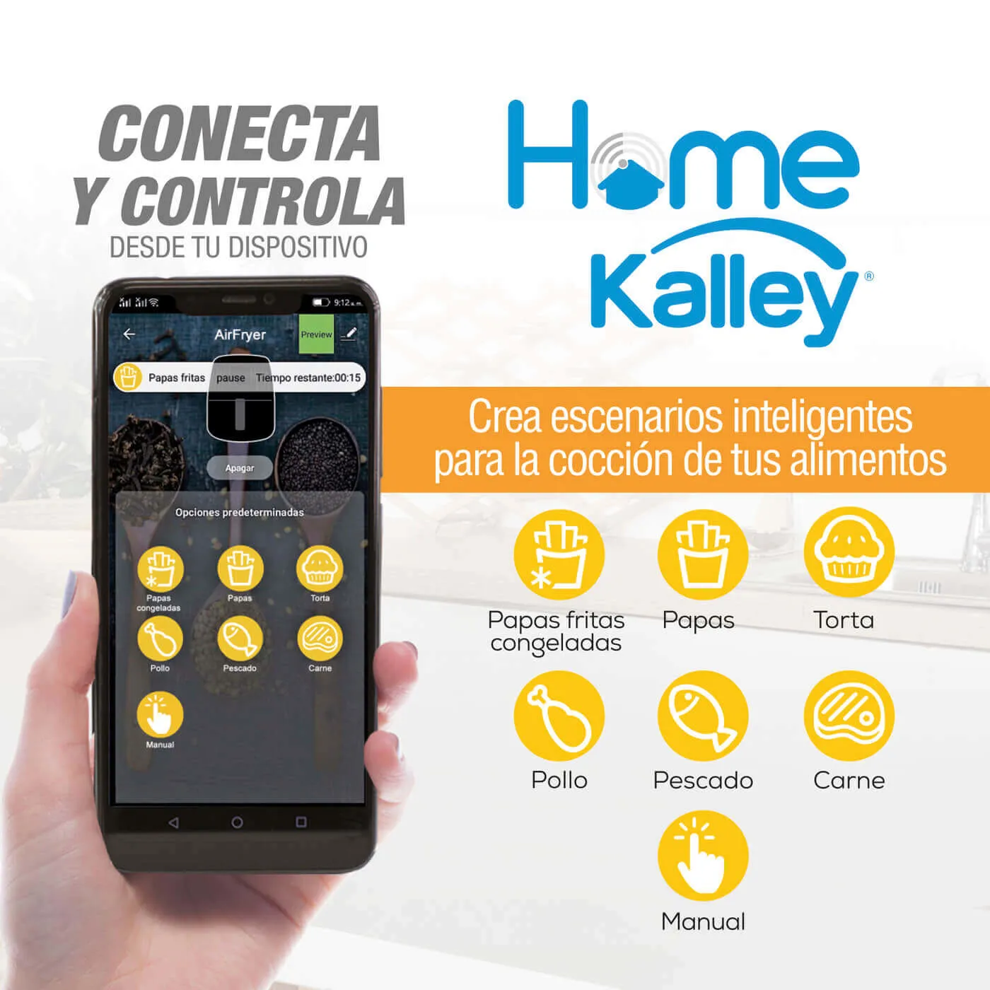 Freidora De Aire KALLEY 3.2 Litros Wifi K-MAFW Negro