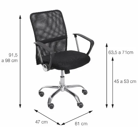 Silla 5CUATRO Oficina Escritorio Bertolini Color Negro