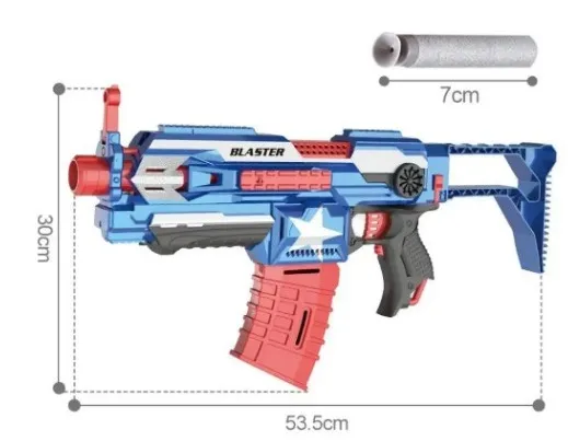 Pistola Juguete Eléctrica Dardos Estrella Azul Diversión Niños