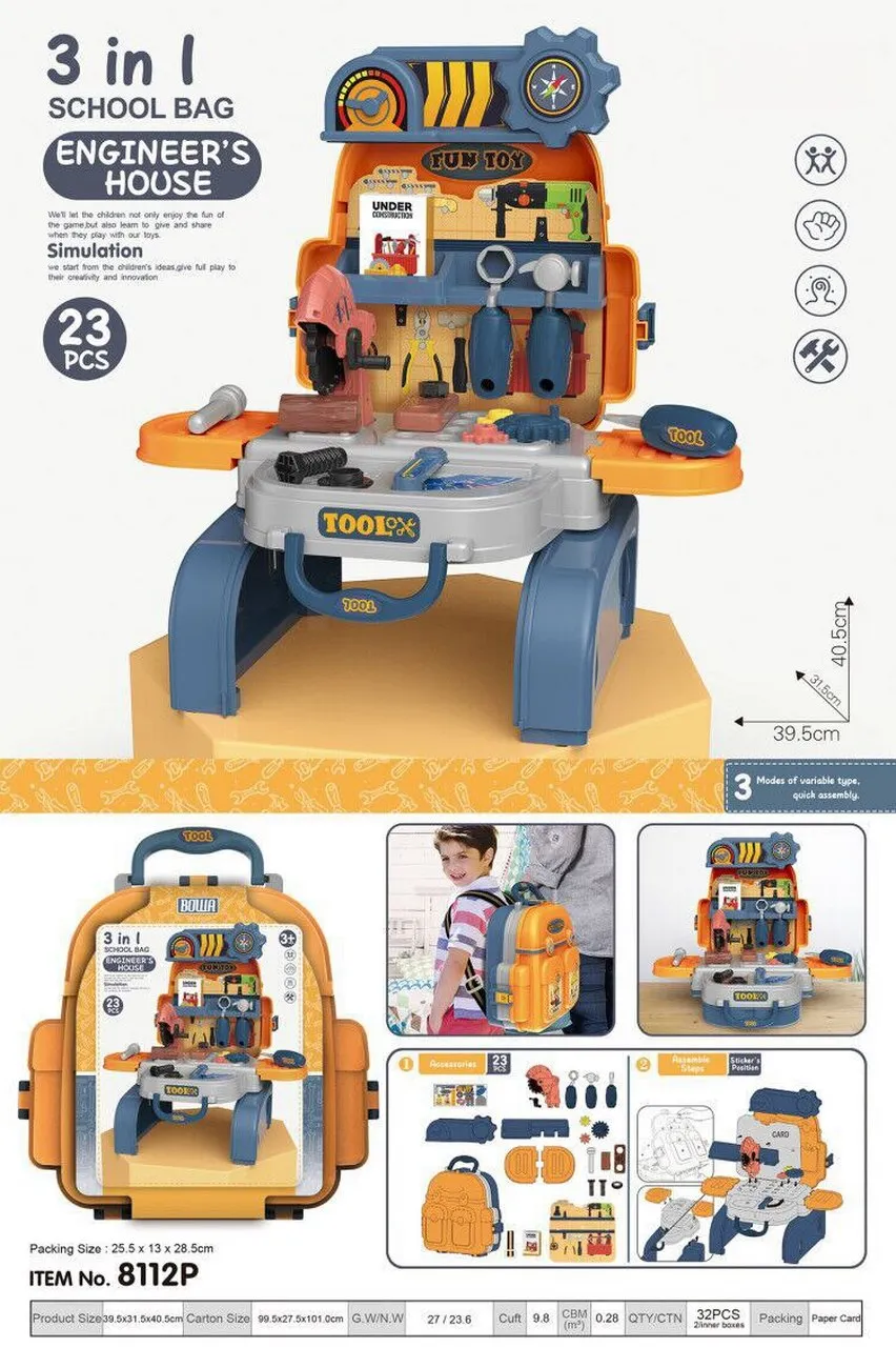 Set Ingeniero Herramienta Maleta Portátil Niño Didáctico 