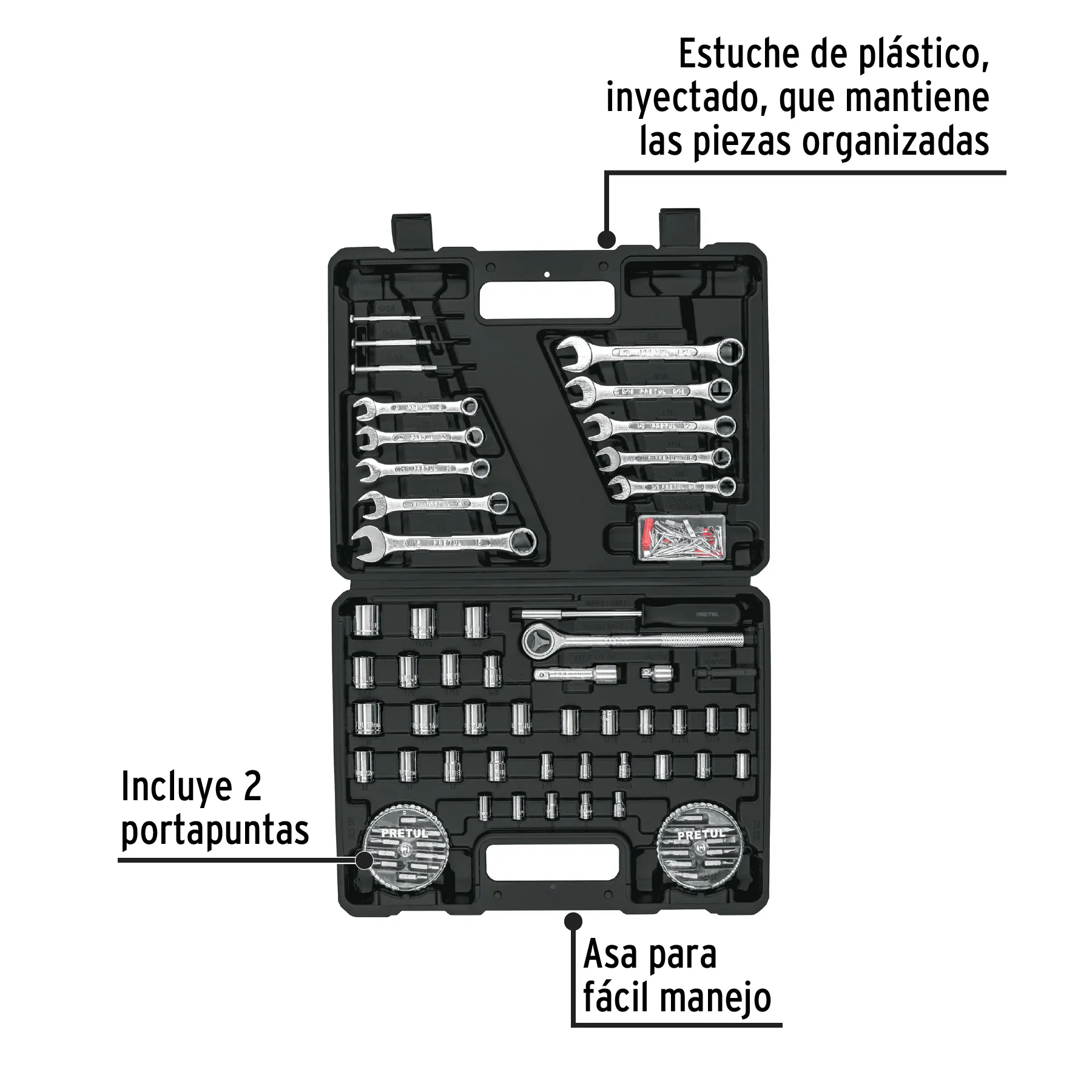 Juego De 71 Herramientas 1/4" Y 3/8" Para Mecánico, Pretul