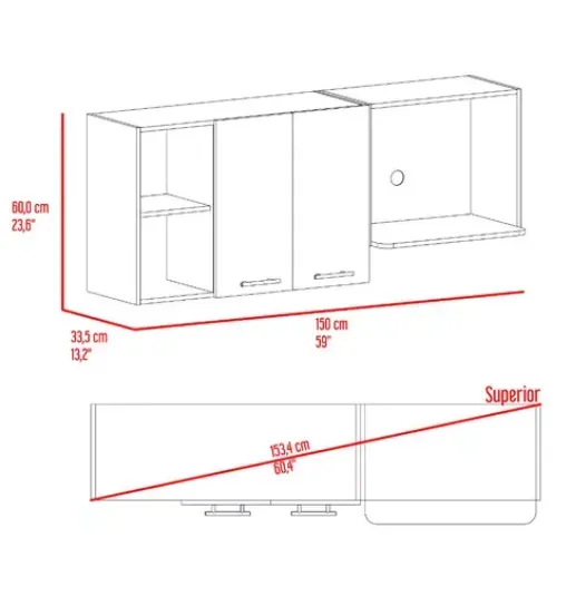 Gabinete Superior Creta Blanco Wengue Envio Gratis