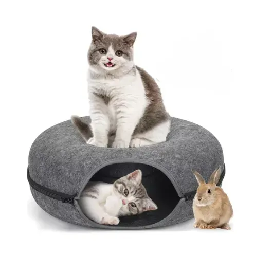 Cama Tunel Para Gatos Con Cremallera Tipo Donut Mascotas Envio Gratis