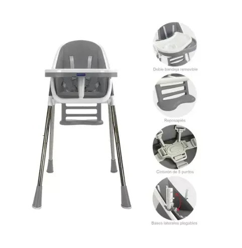 Silla Comedor Bebe 2en1 Happy Baby Nepal Gris Envio Gratis