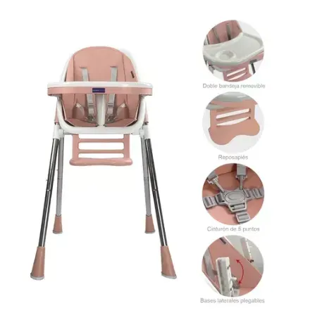 Silla Comedor Bebe 2en1 Happy Baby Nepal Rosa Envio Gratis