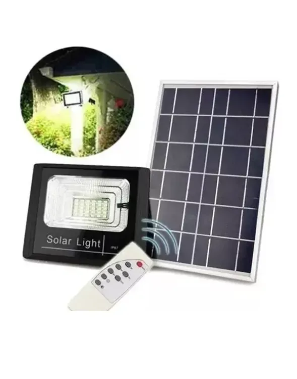 Lampara Solar 100w Con Panel Resistente Al Agua Recargable