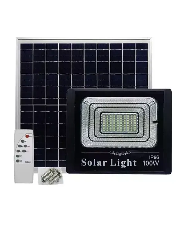 Lampara Solar 100w Con Panel Resistente Al Agua Recargable