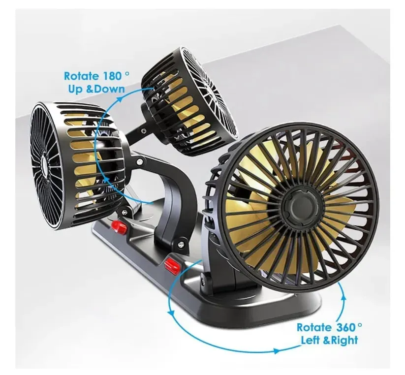 Ventilador Usb De Tres Cabezales Ventilador Para Carro