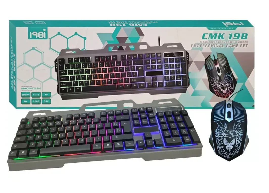 Kit De Teclado Y Mouse Usb Gamer - Metálico Luces Led