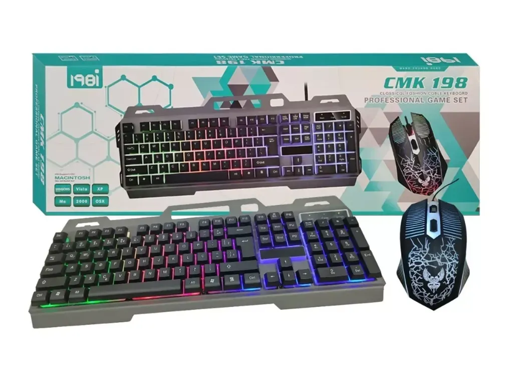 Kit De Teclado Y Mouse Usb Gamer - Metálico Luces Led