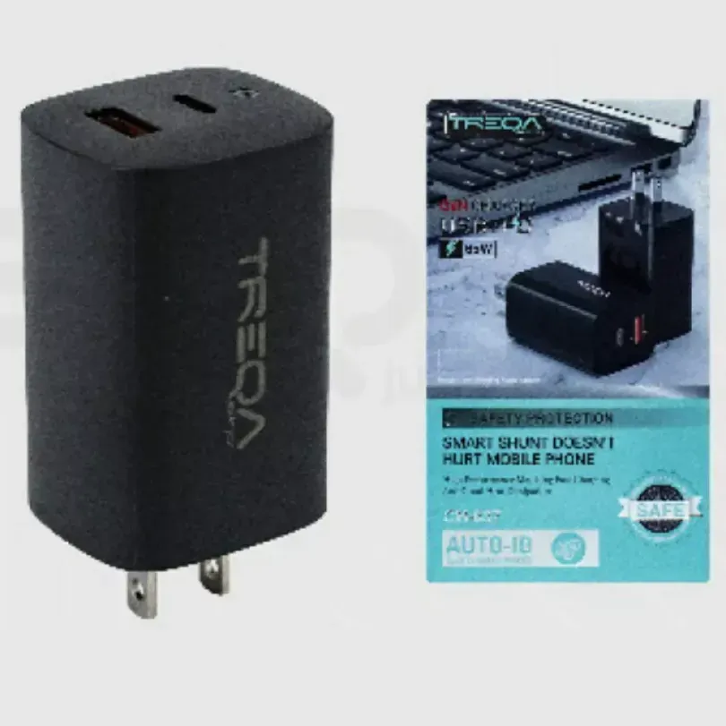 Cubo Cargador 65w Pd - Tipo C - Usb Treqa