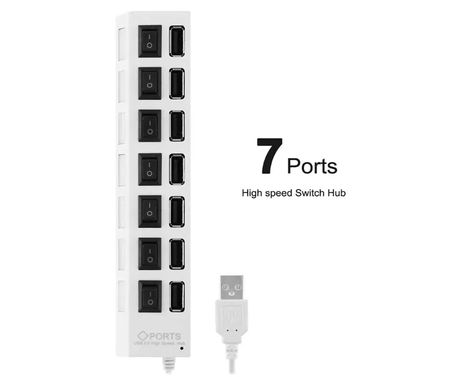 Hub Usb 7 Puertos 2.0 Multiplicador Extensor Carga Y Datos