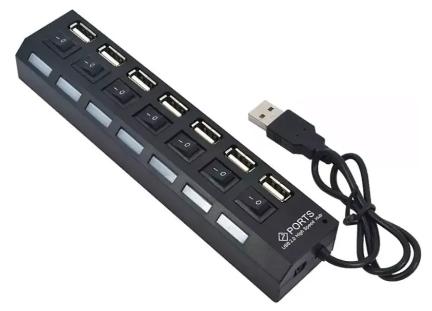 Hub Usb 7 Puertos Multiplicador Extensor Carga Datos Usb 2.0