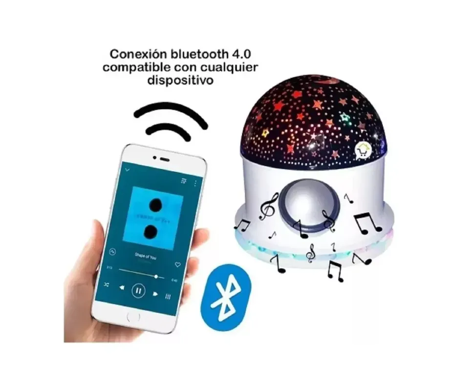 Parlante Lampara Led Proyector De Estrellas Bluetooth