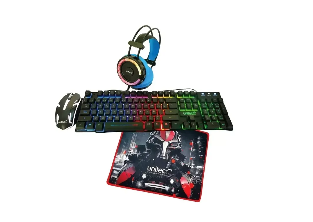 Kit Combo Teclado + Mouse + Mouse Pad + Audifonos Luz Led