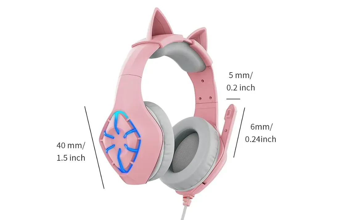 Audífonos Diadema Gamer Orejas De Gato Microfono