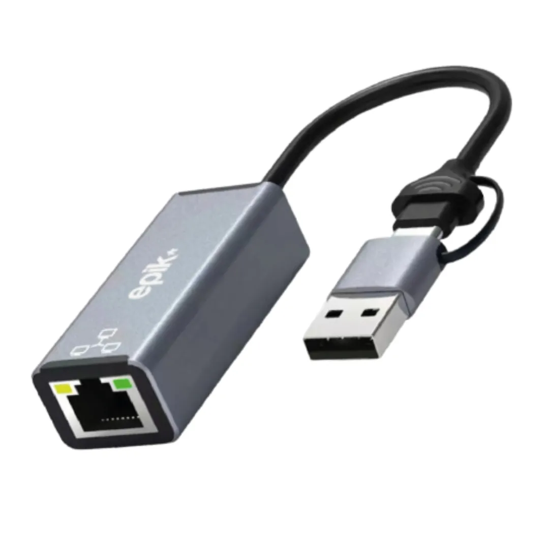 Adaptador Usb C A Puerto Lan Dos Puertos Usb 2.0 Uno 3.0