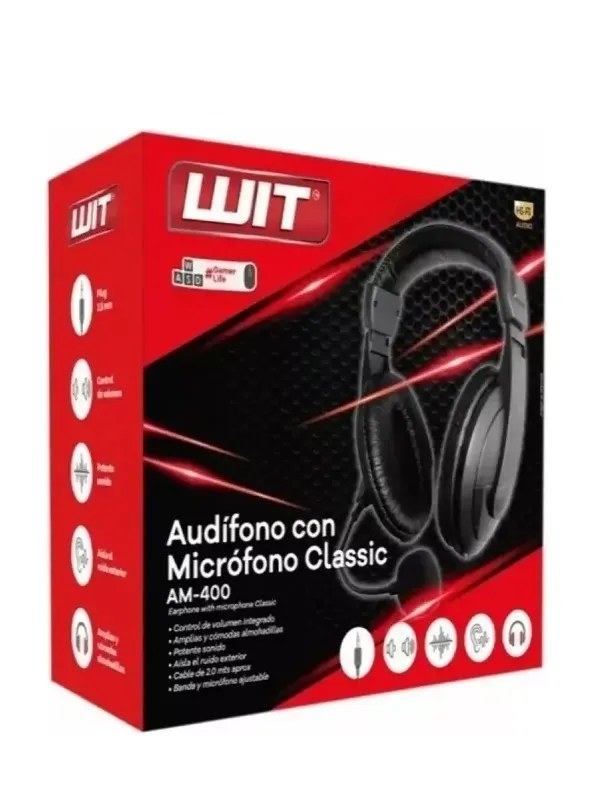 Diadema Estéreo Con Micrófono Wit Am-400 Audifonos Pc