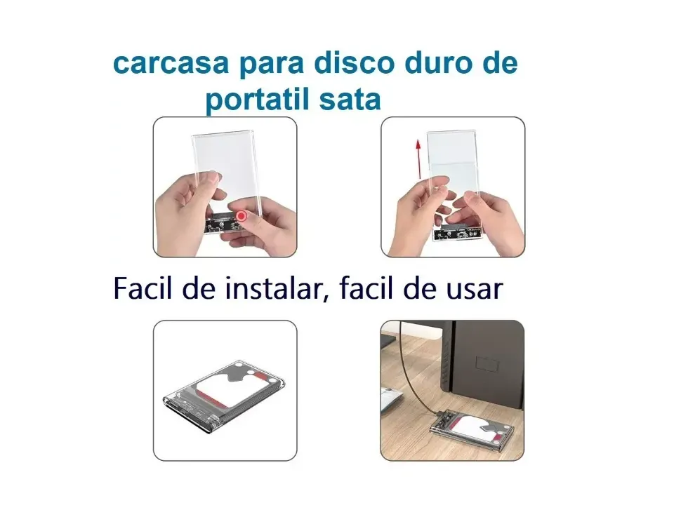 Carcasa De Disco Duro Sata Externo Transparente Usb 3.0