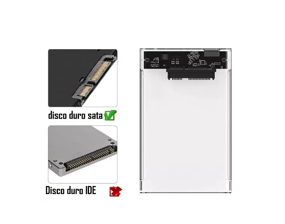 Carcasa De Disco Duro Sata Externo Transparente Usb 3.0