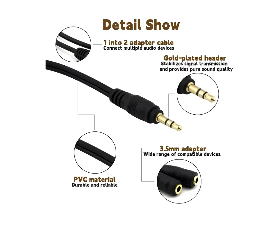 Convertidor De Plug A Dos Plug Para Conectar Dos Audifonos