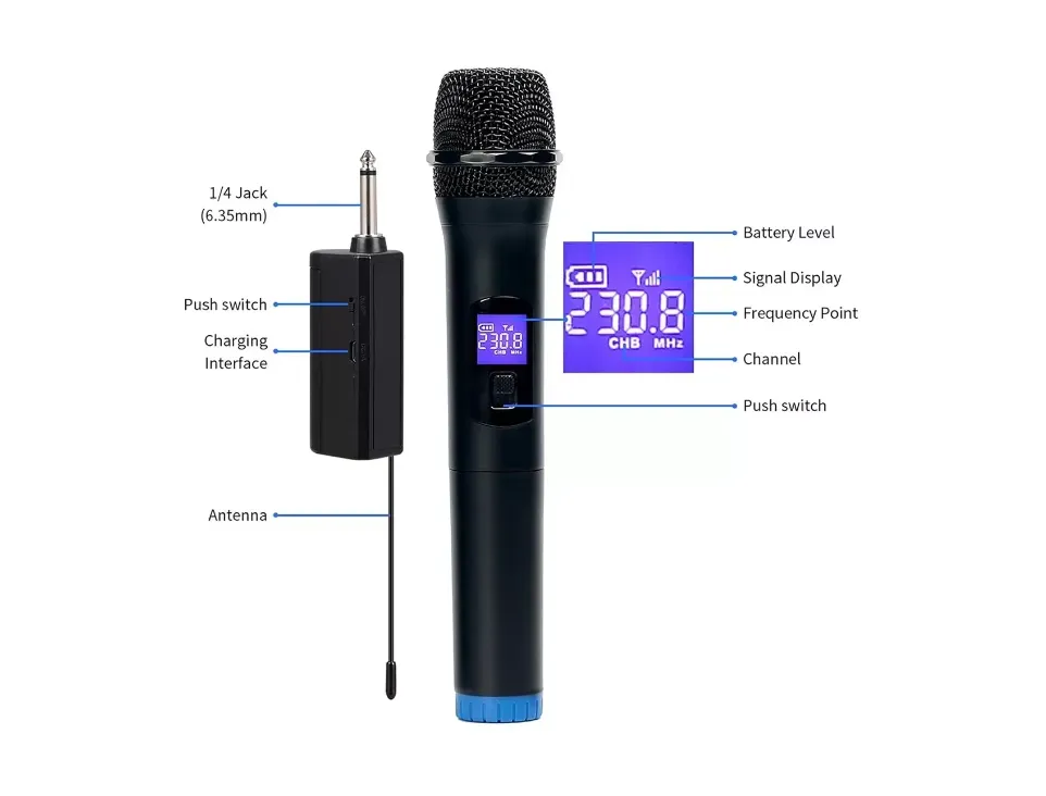 Microfono Inalambrico Con Receptor Recargable