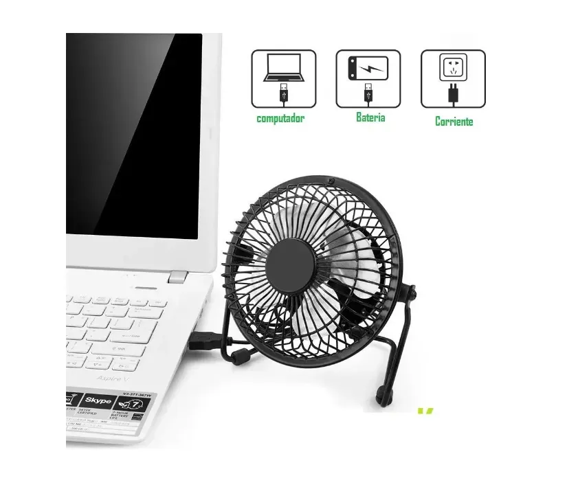 Mini Ventilador Escritorio 4 Pulgadas, Usb Y Corriente 110v