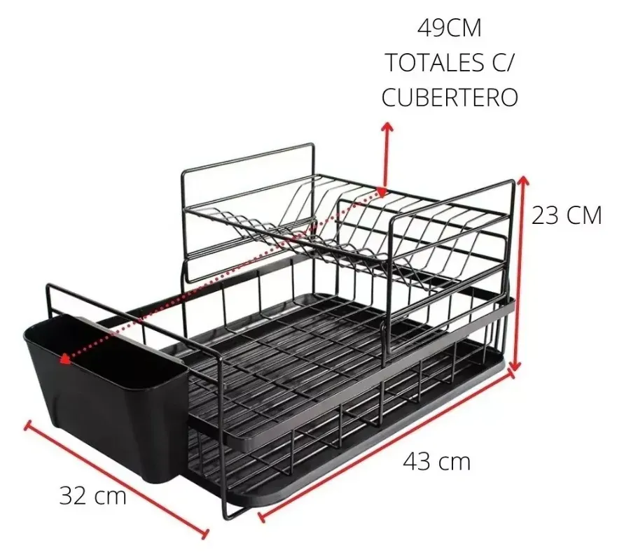 Escurridor Secaplatos Vajilla 2 Pisos Platos Secador Bandeja